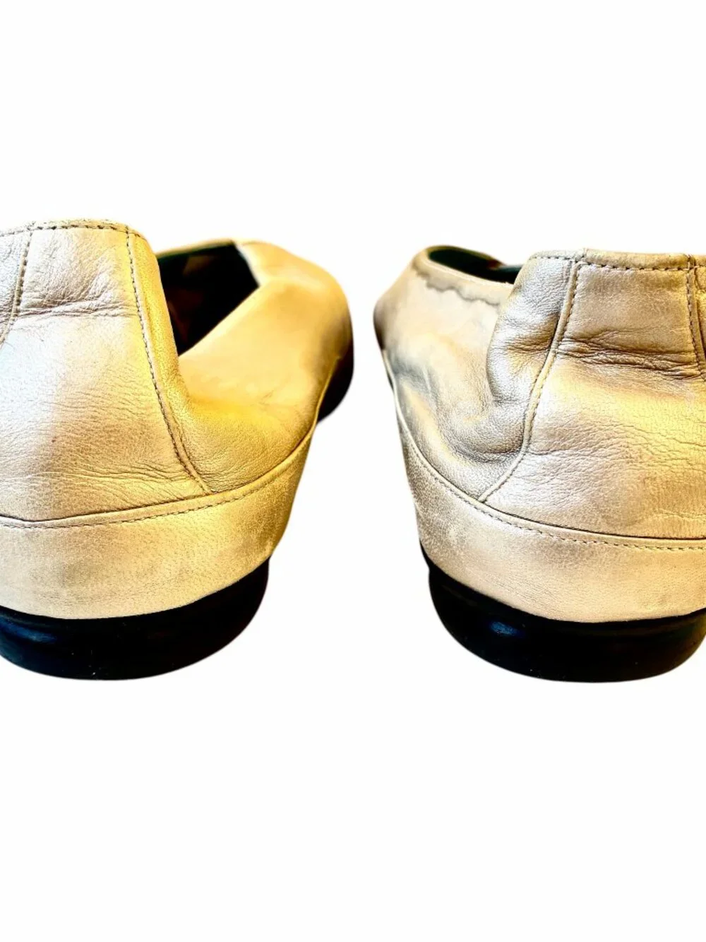 Thierry Rabotin Grace Platinum Gold Metalliic Leather Ballet Flat size 40 9.5